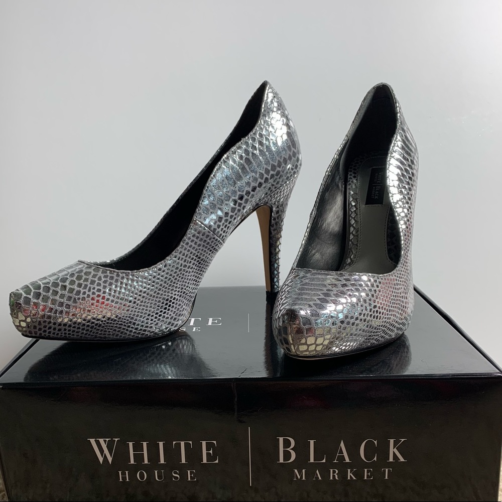 White  house black market silver heels